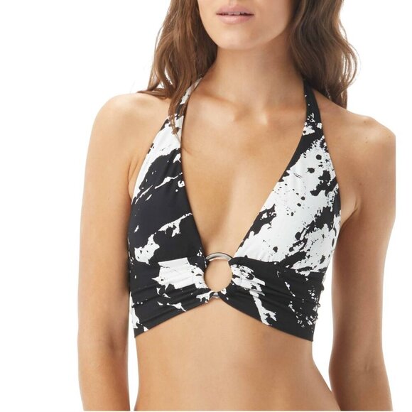 Carmen Marc Valvo Black Splash O Ring Halter Bikini Size S - Picture 4 of 11